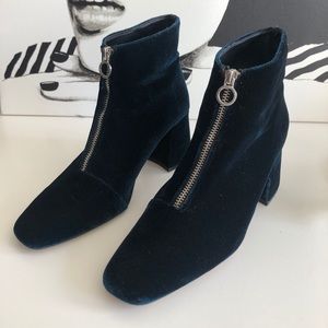 Dark blue Blue velvet Zara ankle boots